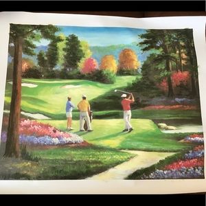 Hand-painted Tropical golf painting